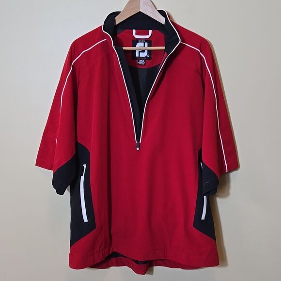 Footjoy FJ Dryjoys Golf 1/4 Zip Pullover Wind Jacket Mens L Short Sleeve - Picture 1 of 16